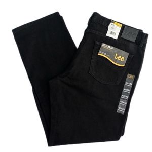 Lee Men's Regular Fit Straight Leg Jeans Black 40X32